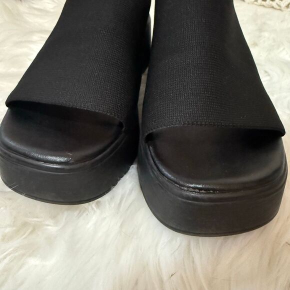 Black Platform Chunky Sandals Wedge 8 Y2K - Picture 3 of 8